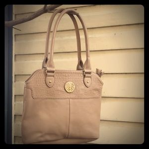 Neutral faux leather shoulder bag